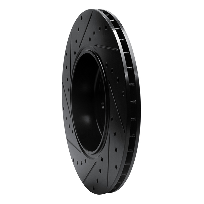 BMW 650I Brake Rotor (1) - Rear Right - R1 Concepts - Drilled & Slotted - Black - `04-`10